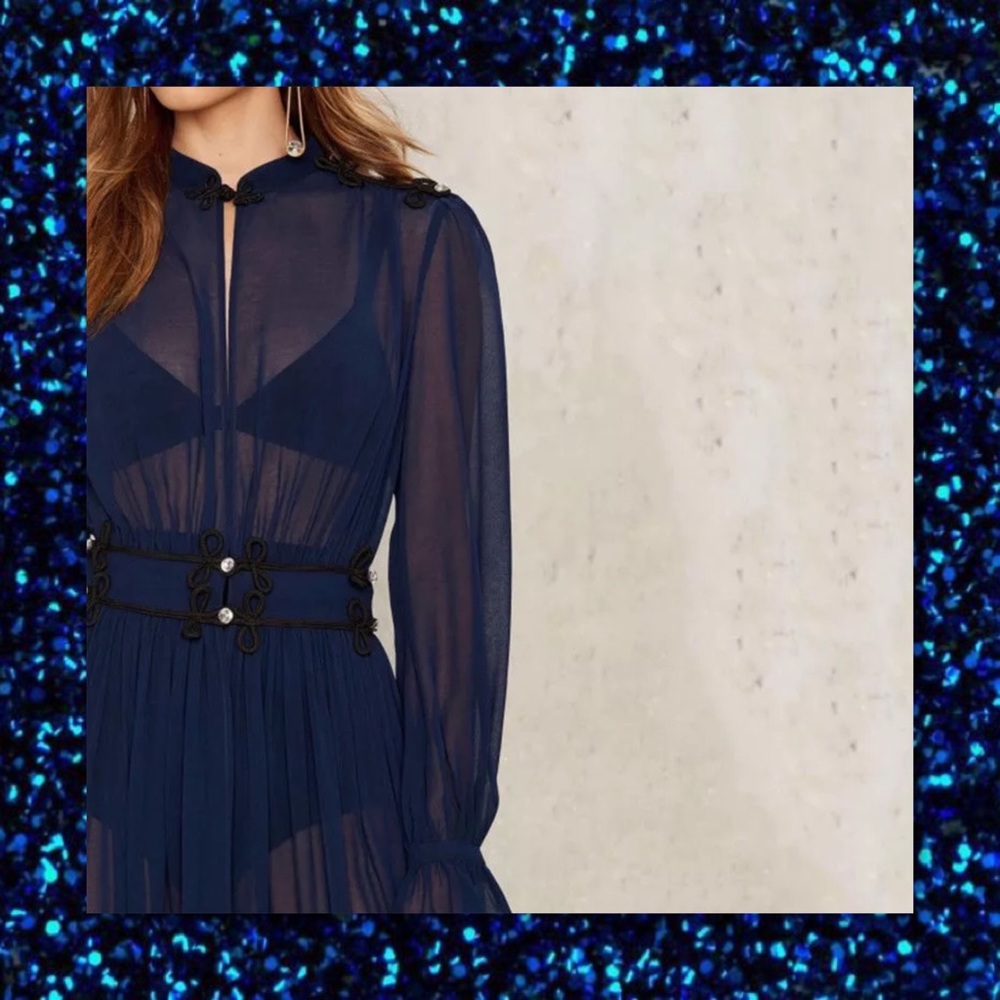 SOLD🆕 Gorgeous Navy Chiffon Sheer Maxi Dress - Picture 3 of 4